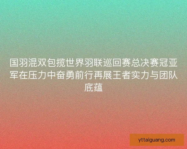 国羽混双包揽世界羽联巡回赛总决赛冠亚军在压力中奋勇前行再展王者实力与团队底蕴